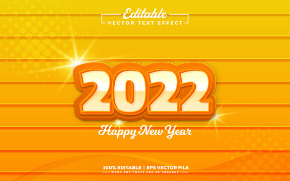 Happy new year 2022 editable 3d text effect design