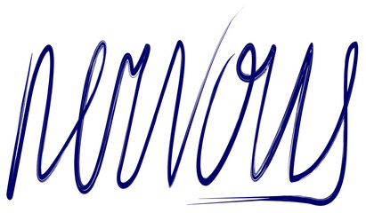 Obraz premium Lettering Nervous. Handwritten dark blue word, reflecting emotion.