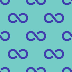 Obraz premium Seamless pattern. Infinity sign is blue, isolated on pastel green blue backgrounds. Symbol of infinity. 3D image. 3d rendering