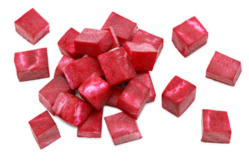 sliced beetroot isolated on white background. clipping path. top view