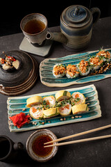 Fototapeta na wymiar tasty sushi on the table
