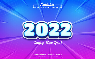 Happy new year 2022 editable 3d text effect design