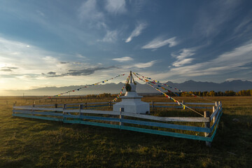 Buddhist stupa in the field of the Tunkinskaya valley