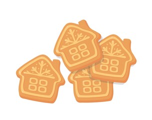 Ginger cookies in the form of houses. Christmas, new year. 