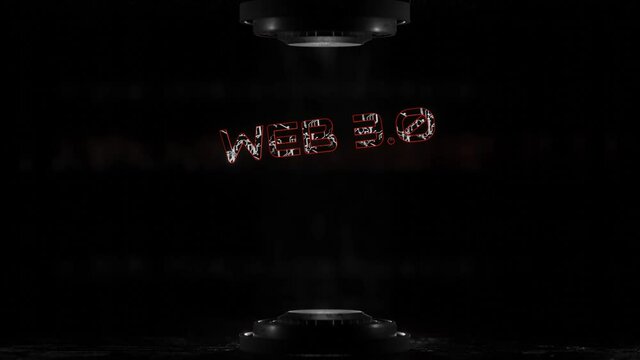 three-dimensional word web.3.0 flies on a dark background in the haze. looped animated background. 3d render