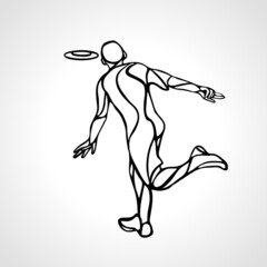 Athlete throwing frisbee. Playing frisbee. Vector illustration