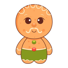 Cute merry christmas gingerbread man. Vector illustration.