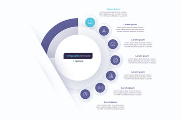 Seven option circle infographic design template. Vector illustration