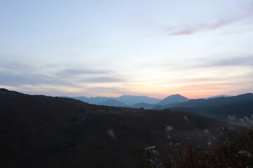 秋吉台国定公園の幻想的な風景　秋のススキ野原と日の出と雲海　　SDGs地球環境と自然！美祢市観光PR
