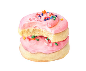 Sugar cookies with sprinkles watercolor illustration isolated on white background