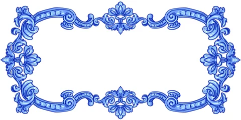 Lichtdoorlatende gordijnen Portugese tegeltjes Azulejos Portuguese watercolor