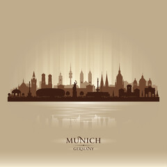 Fototapeta premium Munich Germany city skyline vector silhouette