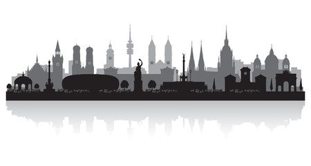 Naklejka premium Munich Germany city skyline silhouette