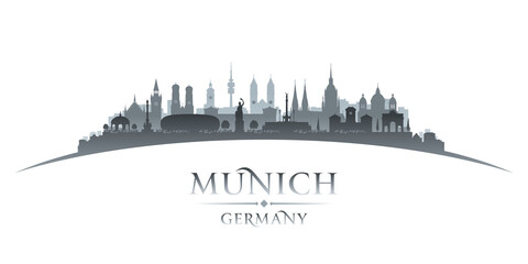 Munich Germany city silhouette white background - obrazy, fototapety, plakaty
