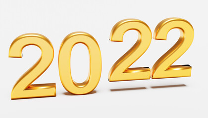 New year concept in golden colors. Number 2022