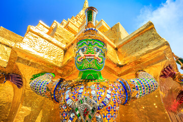 Naklejka premium Buddha sculpture Grand palace also calles Wat Phra Kaew Bangkok 