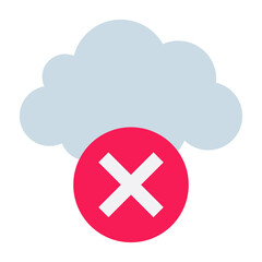 Flat color icon for delete cloud.