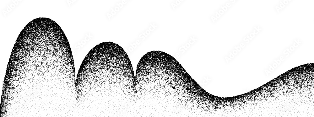 Poster mountain grain pattern vector background. black noise stipple dots hill. sand grain effect. dots gru