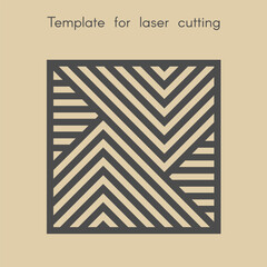 Template for laser cutting. Stencil for panels of wood, metal. Geometric pattern. Square background for cut. Decorative stand