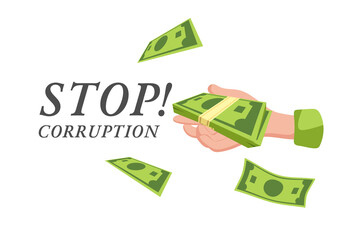 Stop corruption. A poster or publication on the Internet. Vector cartoon illustration.