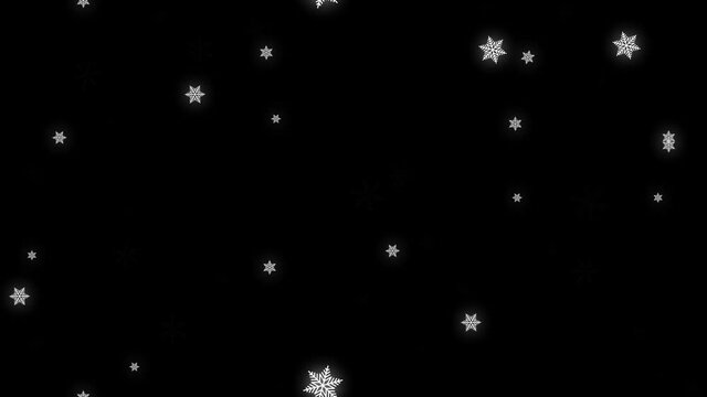 4K seamless animation of falling snowflakes (transparent background).