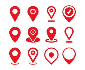 Map pin icon. location pin place marker. Location icon. Map marker pointer icon set. GPS location symbol collection.  Modern map markers. Vector icon isolated on transparent background.