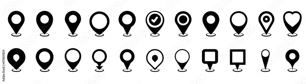Poster map pin icon. location pin place marker. location icon. map marker pointer icon set. gps location sy