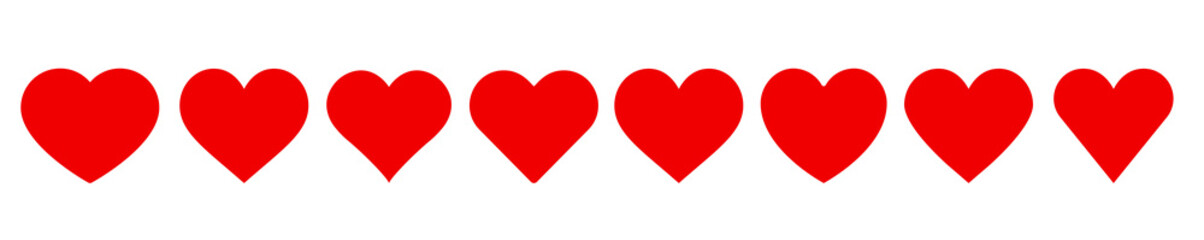 Red heart icons set. Love sign. Stock Vector.