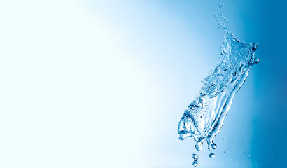 Water splashes with copy space, blue background