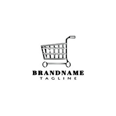 shopping cart cartoon logo icon design template black isolated vector