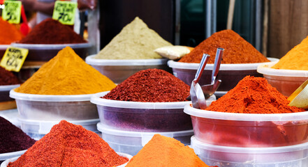 Natural spices selling on spice market