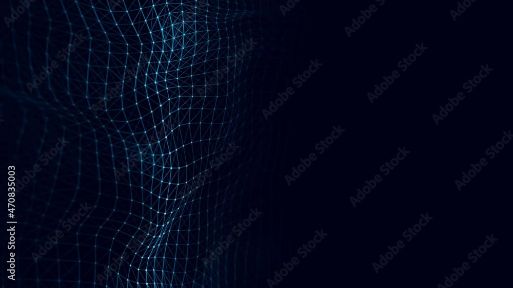 Poster abstract technology wave. flow of particles. big data transfer visualization. 3d rendering.