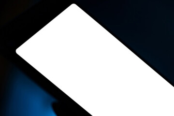 Blank display of modern tablet on dark background