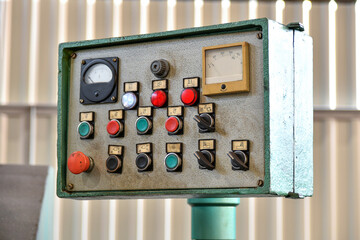 Control panel for switching the cutting modes of a metalworking machine.