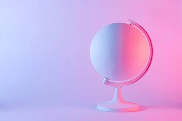 Fotobehang Model of a globe with blank map in pink light © sergign