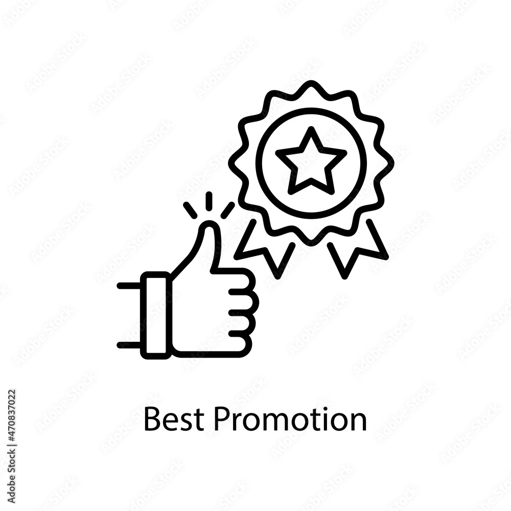 Poster best promotion vector outline icon design illustration. web and mobile application symbol on white b