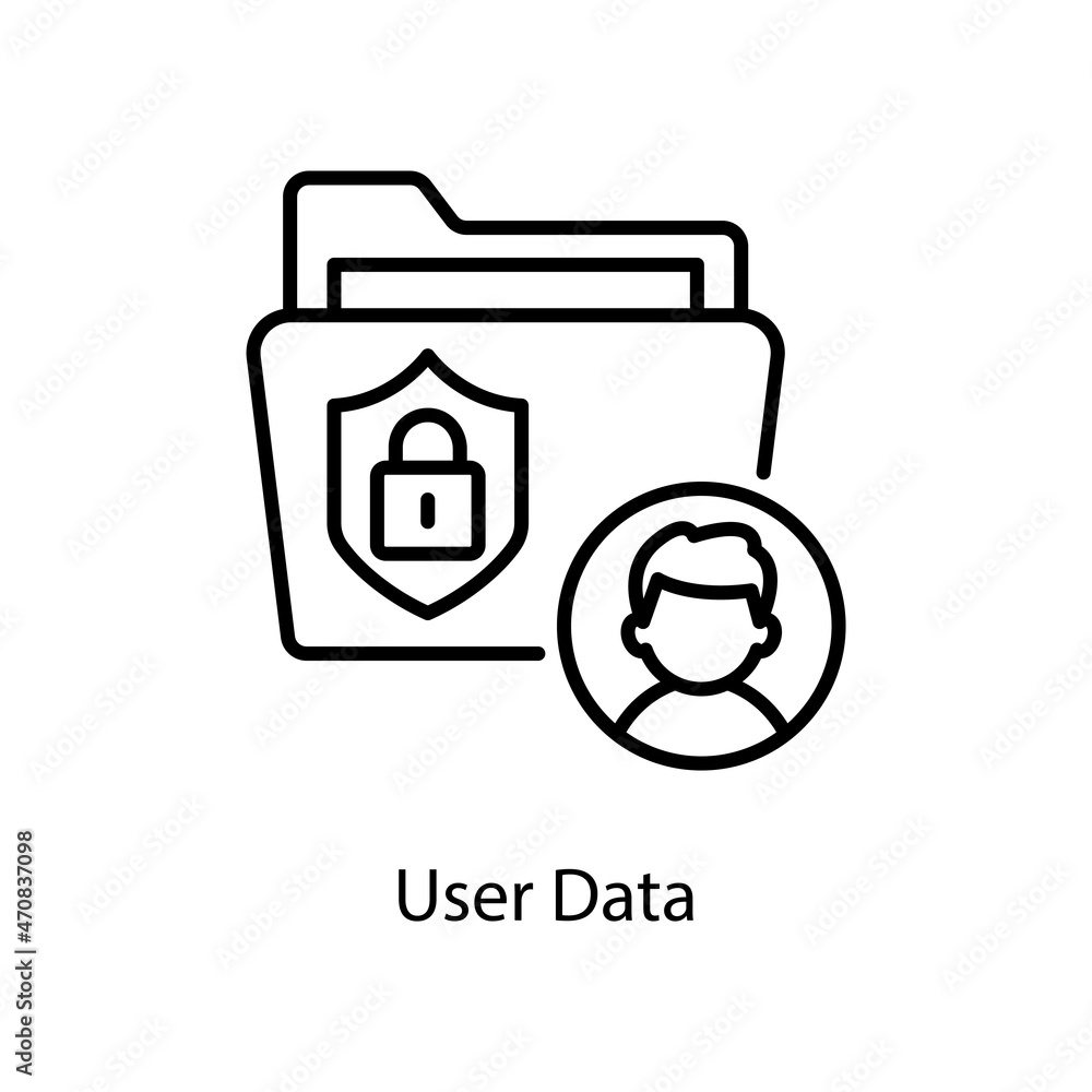 Poster user data vector outline icon design illustration. web and mobile application symbol on white backgr