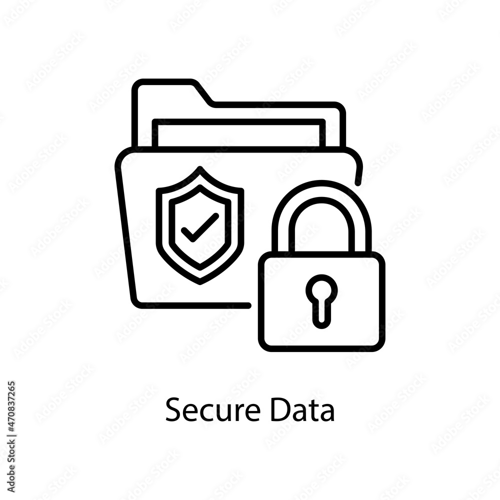 Poster secure data vector outline icon design illustration. web and mobile application symbol on white back