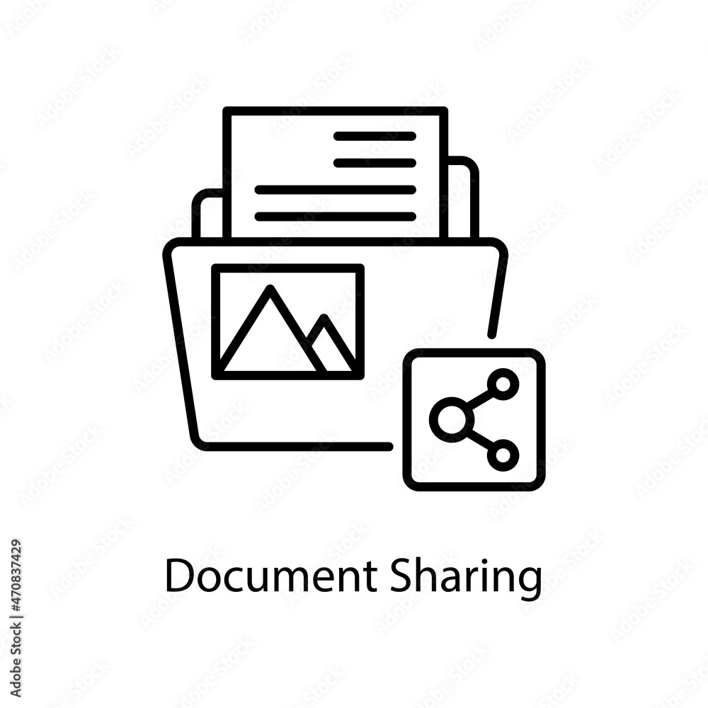 Poster document sharing vector outline icon design illustration. web and mobile application symbol on white