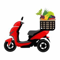 Vector illustration delivery vegetables scooter