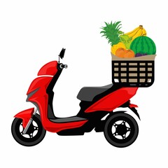 Vector illustration delivery fruits scooter