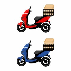 Vector illustration delivery pizza scooter