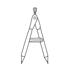 Simple coloring page. Geometry compass divider outline vector icon for coloring book. School instrument for drawing circles. Vector illustration