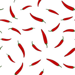 Seamless pattern with red pepper chili
