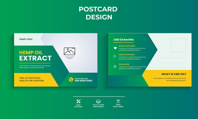 Hemp or Cbd Oil Product Postcard Template