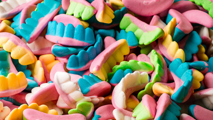 Border of colorful jelly candies texture