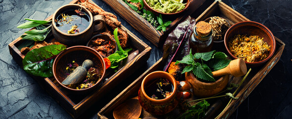 Set of homeopathic herbs