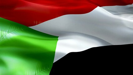 Sudan flag video. National 3d Sudanese Flag Slow Motion video. Sudan Flag Blowing Close Up. Sudanese Flags Motion Loop HD resolution Background Closeup 1080p Full HD video. Sudan flags waving in wind 
