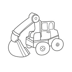 Naklejka premium Simple coloring page. Excavator to be colored. Coloring book to educate kids. Learn colors. Visual educational game. Simple level of difficulty