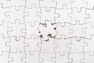 Close up view of empty jigsaw puzzle